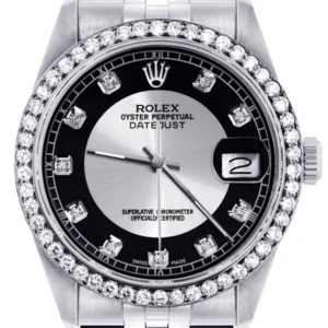 Diamond Mens Rolex Datejust Watch 16200 | 36MM | Tuxedo Diamond Dial | Jubilee Band