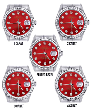 Diamond Mens Rolex Datejust Watch 16200 36Mm Red Diamond Dial Jubilee Band 3