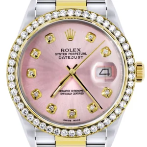 Gold Rolex Datejust Watch 16233 for Men | 36Mm | Pink Dial | Oyster Band
