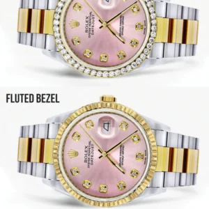 Gold Rolex Datejust Watch 16233 for Men | 36Mm | Pink Dial | Oyster Band