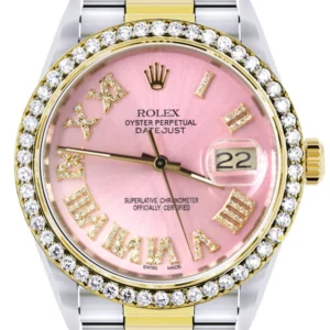 Gold & Steel Rolex Datejust Watch 16233 for Men | 36Mm | Pink Roman Dial | Oyster Band