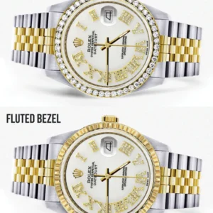 Gold & Steel Rolex Datejust Watch 16233 for Men | 36Mm | White Roman Dial | Jubilee Band