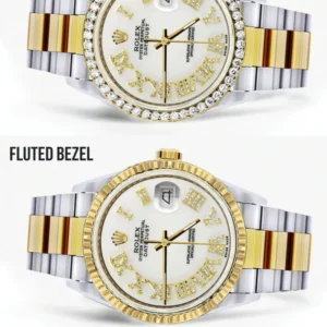Gold & Steel Rolex Datejust Watch 16233 for Men | 36Mm | White Roman Dial | Oyster Band
