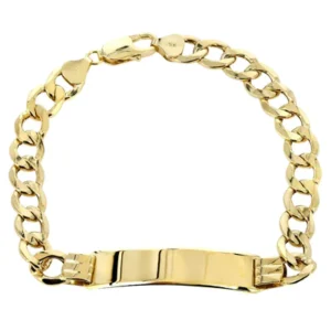 Hollow Id Cuban Bracelet 10K Yellow Gold