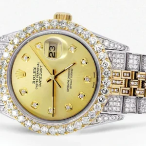 Iced Out Rolex Datejust 36 MM | Two Tone | 10 Carats of Diamonds | Gold Diamond Dial