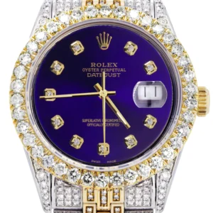 Iced Out Rolex Datejust 36 MM | Two Tone | 10 Carats of Diamonds | Purple Diamond Dial