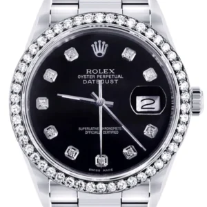 Mens Rolex Datejust Watch 16200 | 36Mm | Black Dial | Oyster Band
