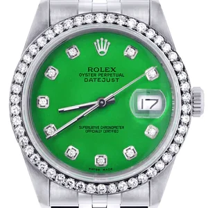 Mens Rolex Datejust Watch 16200 | 36Mm | Green Dial | Jubilee Band