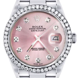 Mens Rolex Datejust Watch 16200 | 36Mm | Pink Dial | Oyster Band