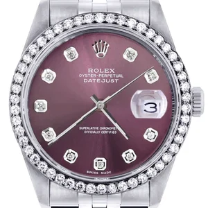 Mens Rolex Datejust Watch 16200 | 36Mm | Purple Dial | Jubilee Band