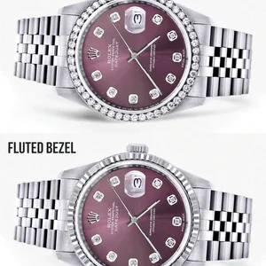Mens Rolex Datejust Watch 16200 | 36Mm | Purple Dial | Jubilee Band