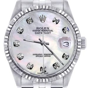 Mens Rolex Datejust Watch 16200 | Fluted Bezel | 36Mm | Mother of Pearl Dial | Jubilee Band