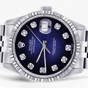 Mens Rolex Datejust Watch 16200 | Fluted Bezel | 36Mm | Blue Black Dial | Jubilee Band