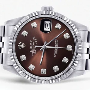 Mens Rolex Datejust Watch 16200 | Fluted Bezel | 36Mm | Chocolate Dial | Jubilee Band