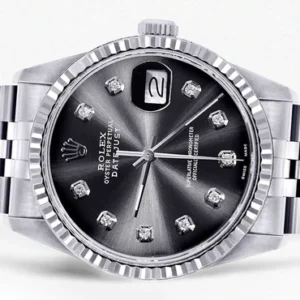 Mens Rolex Datejust Watch 16200 | Fluted Bezel | 36Mm | Chrome Dial | Jubilee Band