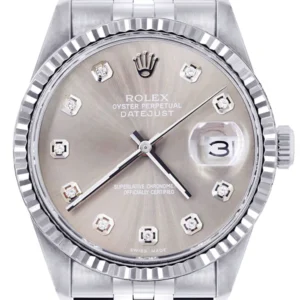 Mens Rolex Datejust Watch 16200 | Fluted Bezel | 36Mm | Grey Dial | Jubilee Band
