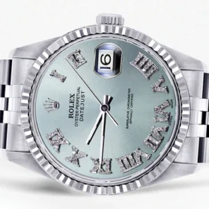 Mens Rolex Datejust Watch 16200 | Fluted Bezel | 36Mm | Light Blue Dial | Jubilee Band