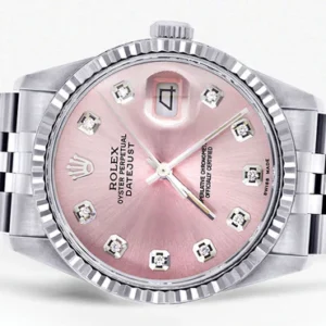 Mens Rolex Datejust Watch 16200 | Fluted Bezel | 36Mm | Pink Dial | Jubilee Band