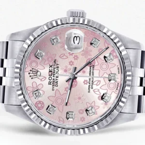 Mens Rolex Datejust Watch 16200 | Fluted Bezel | 36Mm | Pink Texture Dial | Jubilee Band