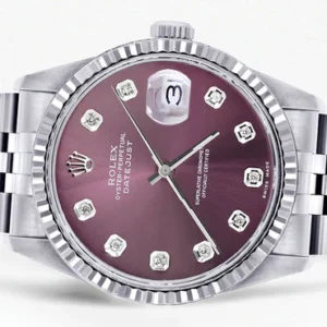 Mens Rolex Datejust Watch 16200 | Fluted Bezel | 36Mm | Purple Dial | Jubilee Band