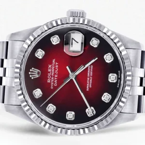 Mens Rolex Datejust Watch 16200 | Fluted Bezel | 36Mm | Red Black Dial | Jubilee Band