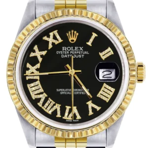 Mens Rolex Datejust Watch | 16233 | 36Mm | Black Roman Numeral | Jubilee Band