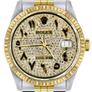 Mens Rolex Datejust Watch | 16233 | 36Mm | Diamond Gold Arabic Numeral | Jubilee Band