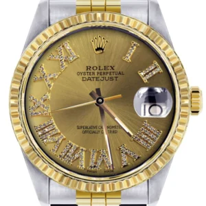 Mens Rolex Datejust Watch | 16233 | 36Mm | Gold Roman Numeral | Jubilee Band