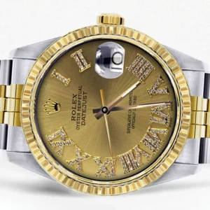 Mens Rolex Datejust Watch | 16233 | 36Mm | Gold Roman Numeral | Jubilee Band