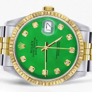 Mens Rolex Datejust Watch 16233 Two Tone | 36Mm | Green Dial | Jubilee Band