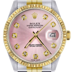 Mens Rolex Datejust Watch 16233 Two Tone | 36Mm | Pink Dial | Jubilee Band