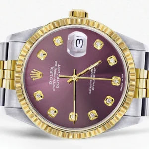 Mens Rolex Datejust Watch 16233 Two Tone | 36Mm | Purple Dial | Jubilee Band