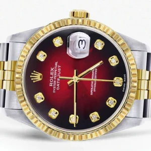 Mens Rolex Datejust Watch 16233 Two Tone | 36Mm | Red Black Dial | Jubilee Band