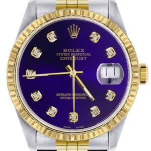 Mens Rolex Datejust Watch 16233 Two Tone | 36Mm | Violet Dial | Jubilee Band