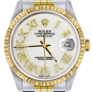 Mens Rolex Datejust Watch 16233 Two Tone | 36Mm | White Roman Dial | Jubilee Band