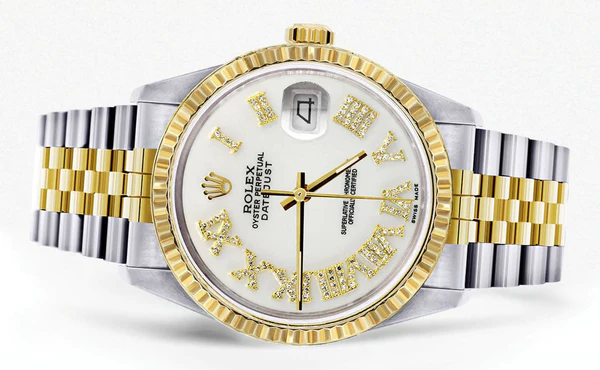 Mens Rolex Datejust Watch 16233 Two Tone 36Mm White Roman Dial Jubilee Band 2