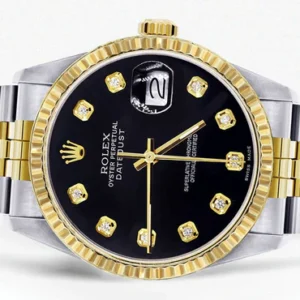 Mens Rolex Datejust Watch 16233 Two Tone | Fluted Bezel | 36Mm | Black Dial | Jubilee Band