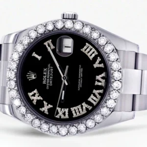 Rolex Datejust II Watch | 41 MM | Custom Black Roman Dial | Oyster Band