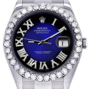 Rolex Datejust II Watch | 41 MM | Custom Blue/Black Roman Dial | Oyster Band