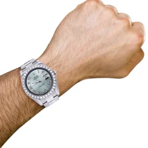 Rolex Datejust II Watch | 41 MM | Custom Light Blue Diamond Roman Dial | Oyster Band