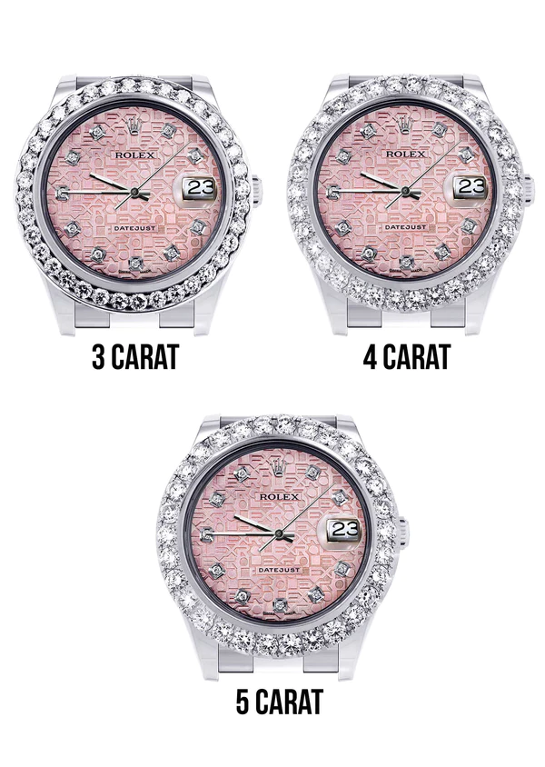 Rolex Datejust II Watch 41 MM Custom Pink Jubilee Diamond Dial Oyster Band 2