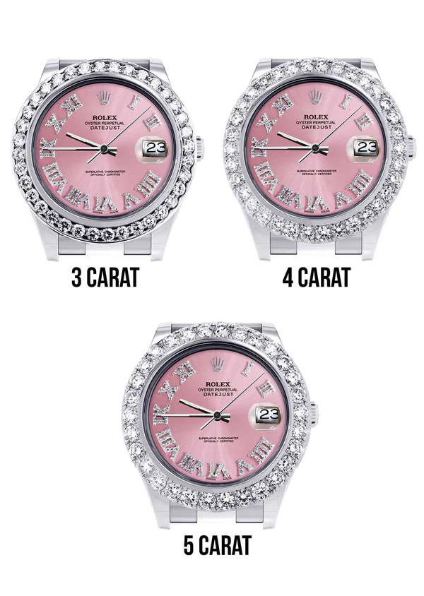 Rolex Datejust II Watch 41 MM Custom Pink Roman Dial Oyster Band 4