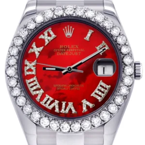 Rolex Datejust II Watch | 41 MM | Custom Red Pearl Roman Dial | Oyster Band