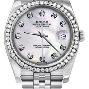 116200 | Hidden Clasp | Diamond Rolex Datejust Watch | 36Mm | White Mother Of Pearl Dial | Jubilee Band