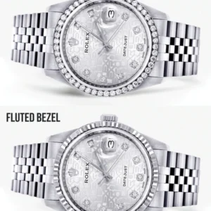 Womens Rolex Datejust Watch 16200 | 36Mm | Diamond Rolex Textured Roman Numeral Dial | Jubilee Band