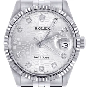 Mens Rolex Datejust Watch 16200 | Fluted Bezel | 36Mm | White Texture Dial | Jubilee Band