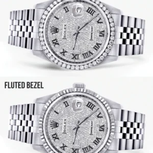Womens Rolex Datejust Watch 16200 | 36MM | Full Diamond Roman Dial | Jubilee Band