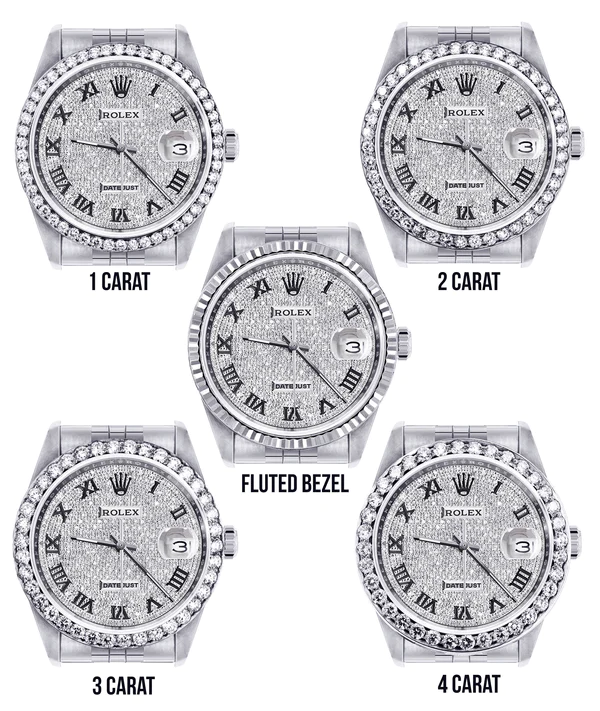 Womens Rolex Datejust Watch 16200 36MM Full Diamond Roman Dial Jubilee Band 3