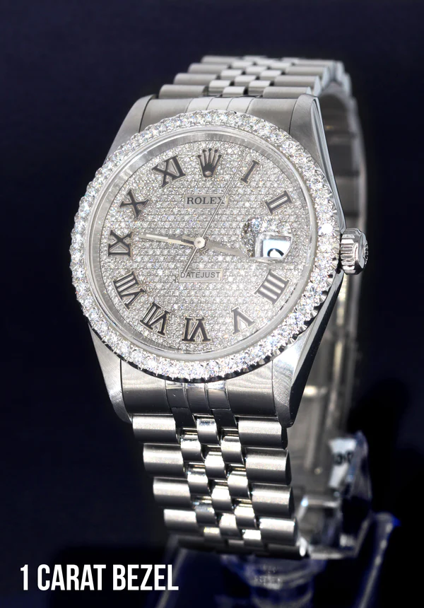 Womens Rolex Datejust Watch 16200 36MM Full Diamond Roman Dial Jubilee Band 4