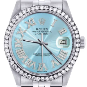 Womens Rolex Datejust Watch 16200 | 36Mm | Light Blue Roman Numeral Dial | Jubilee Band